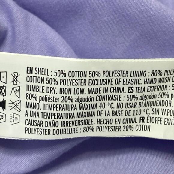 Enghlish Factory Purple Jacquard Short Puff Sleeve Tie Back Mini A-Line Dress L - Picture 5 of 5